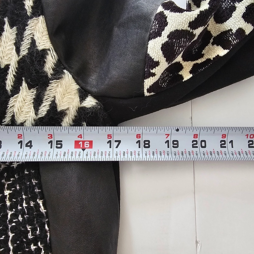 Alice + Olivia Small Harvey Cropped Tweed Leather Leopard Jacket Patchwork NWT - Picture 11 of 12